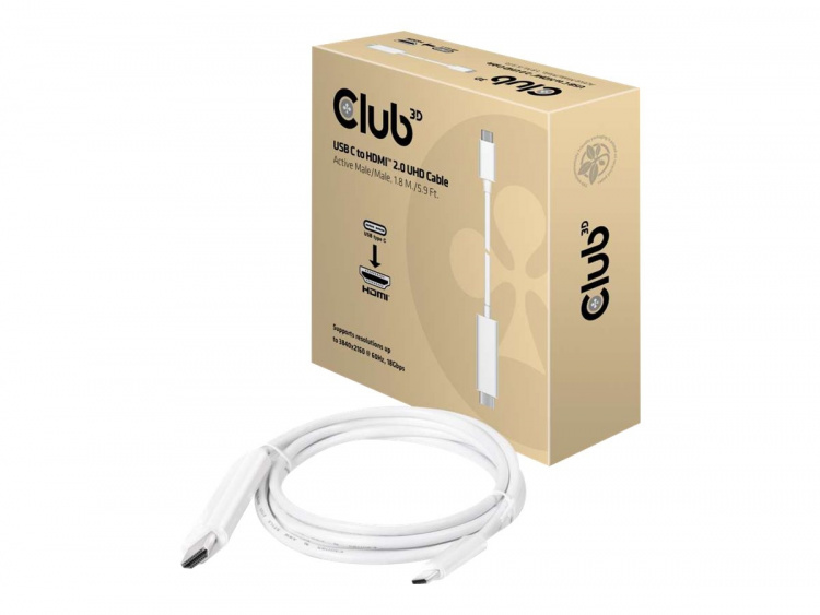 CLUB3D USB C to HDMIT 2.0 UHD Cable Active 1.8 M./5.9 Ft.