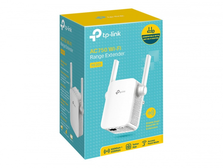 TP-LINK RE205 V3 nätverksförlängare Nätverksrepeater Vit 10, 100 Mbit/s
