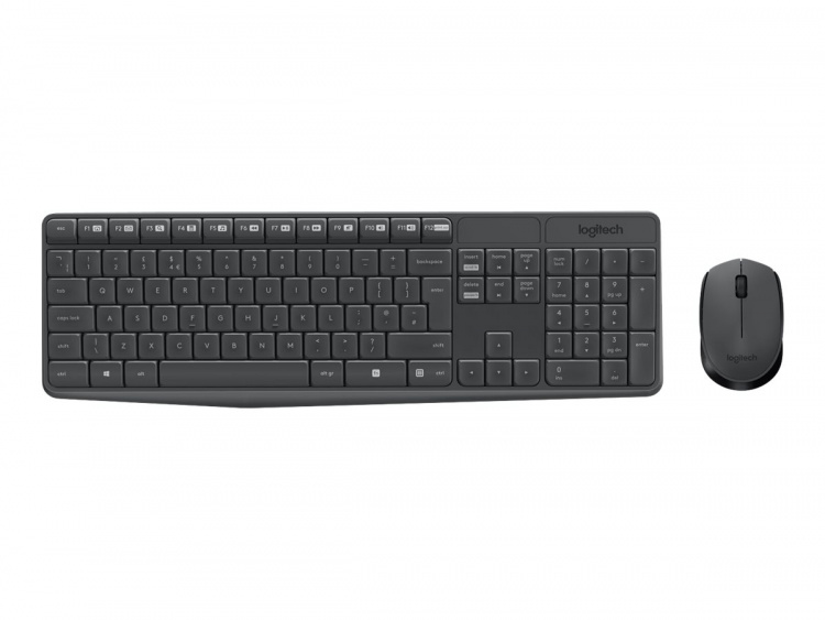 Logitech MK235 tangentbord RF Trådlös QWERTY Amerikanskt internationellt Grå Logitech MK235 tangentbord RF Trådlös QWERTY Amerikanskt internationellt Grå