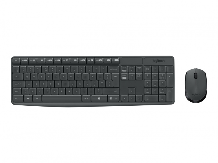 Logitech MK235 tangentbord RF Trådlös QWERTY Amerikanskt internationellt Grå Logitech MK235 tangentbord RF Trådlös QWERTY Amerikanskt internationellt Grå