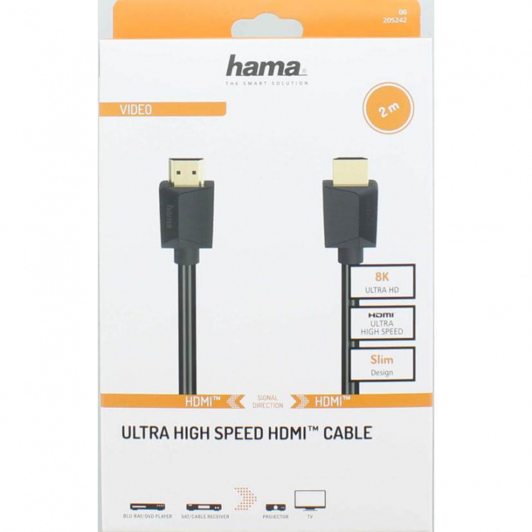 Hama Kabel HDMI High Speed 8K 48Gbit/s Svart 2.0m