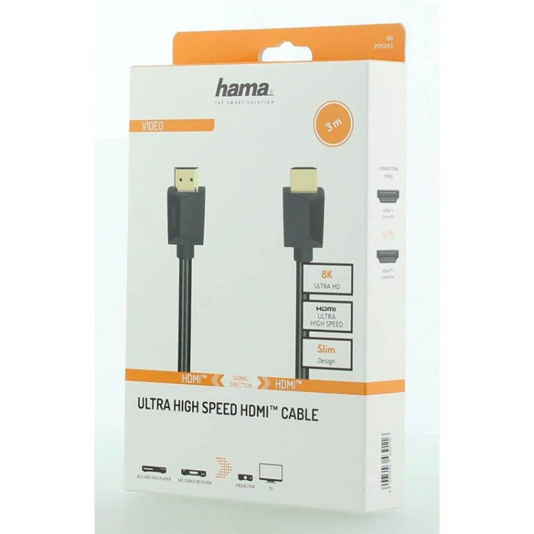 Hama Kabel HDMI High Speed 8K 48Gbit/s Svart 3.0m Hama Kabel HDMI High Speed 8K 48Gbit/s Svart 3.0m