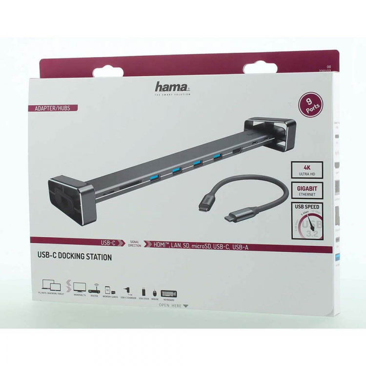 Hama Dockningsstation USB-C 9x Portar Hama Dockningsstation USB-C 9x Portar