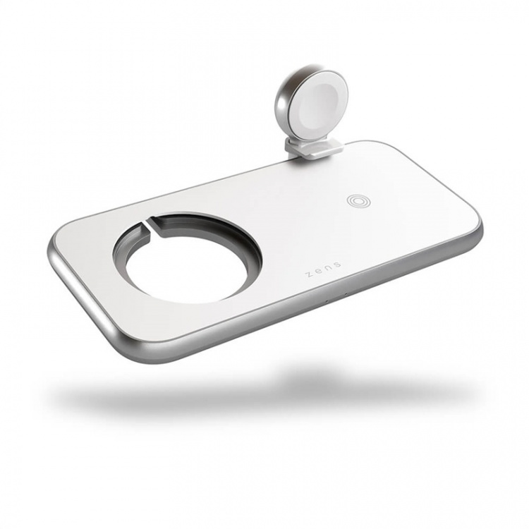 Zens 4in1 Laddare Designad för Magsafe 10W + Plats för Magsafe + USB-A + Apple Watch