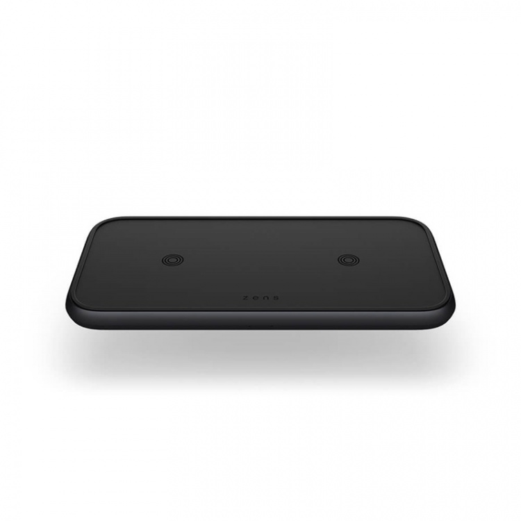 Zens Dual Alu. QI Laddare + USB-A out 10W inkl 30W USB-C PD Svart