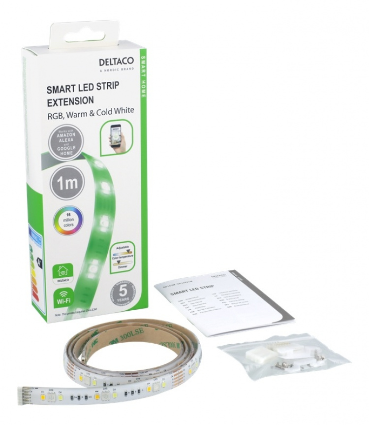 DELTACO SMART HOME LED-list förlängning, 1m, RGB, 2700K-6500K, 6-pin DELTACO SMART HOME LED-list förlängning, 1m, RGB, 2700K-6500K, 6-pin