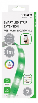 DELTACO SMART HOME LED-list förlängning, 1m, RGB, 2700K-6500K, 6-pin DELTACO SMART HOME LED-list förlängning, 1m, RGB, 2700K-6500K, 6-pin