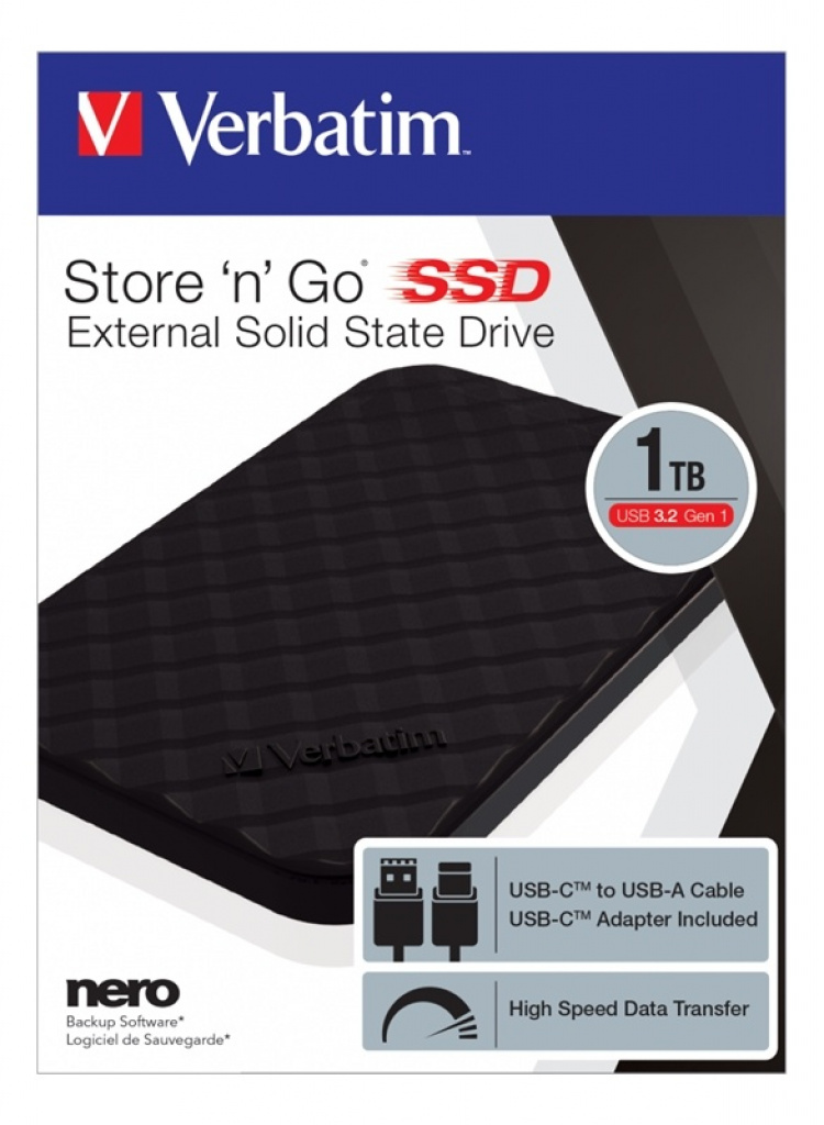 Verbatim Store \'n\' Go portable SSD USB 3.2 Gen1 1TB Black USB-C