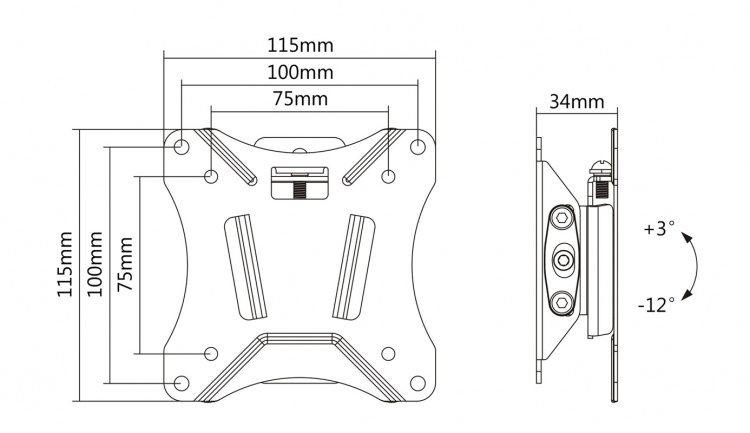 DELTACO Office Wall mount VESA 75x75, 100x100 White DELTACO Office Wall mount VESA 75x75, 100x100 White