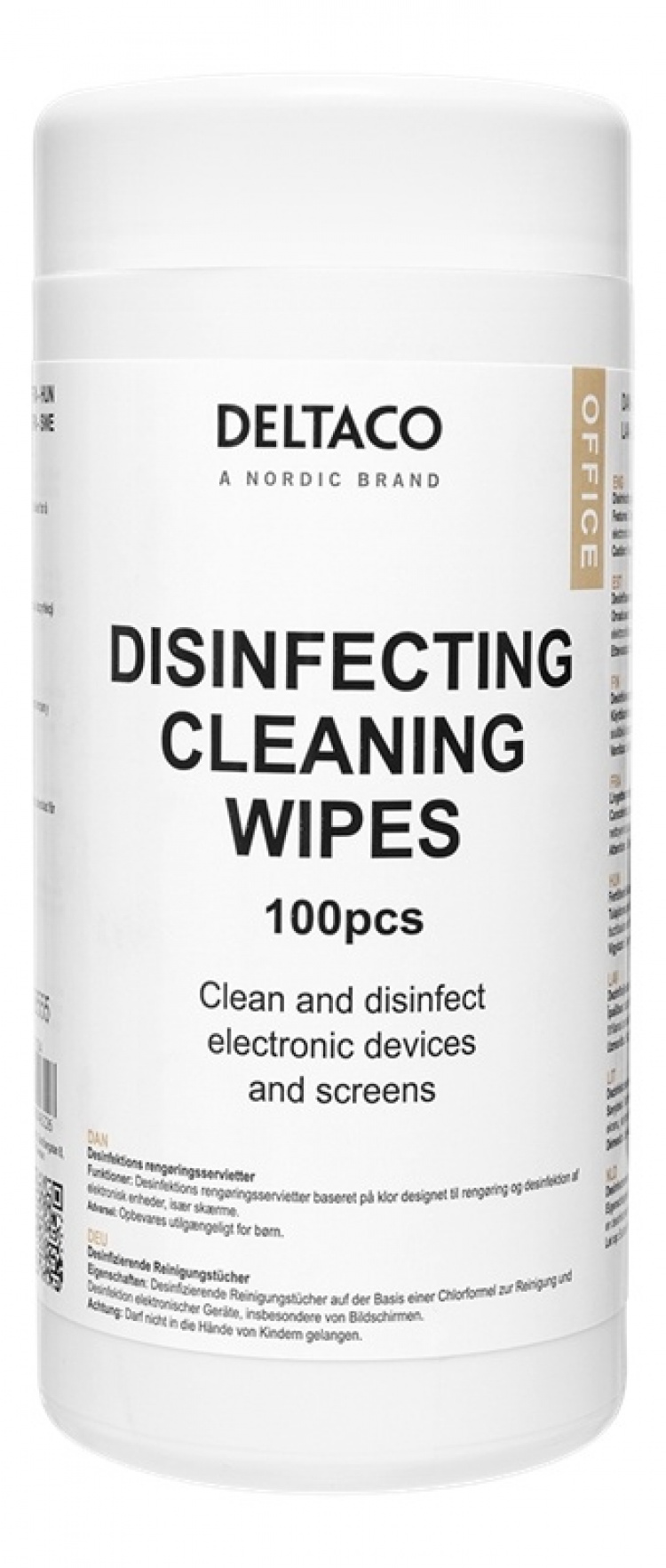 DELTACO Office Disinfecting cleaning wipes, 100pcs tube DELTACO Office Disinfecting cleaning wipes, 100pcs tube