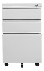 DELTACO Office, Cabinet on wheels with lock, 3 drawers, white DELTACO Office, Cabinet on wheels with lock, 3 drawers, white