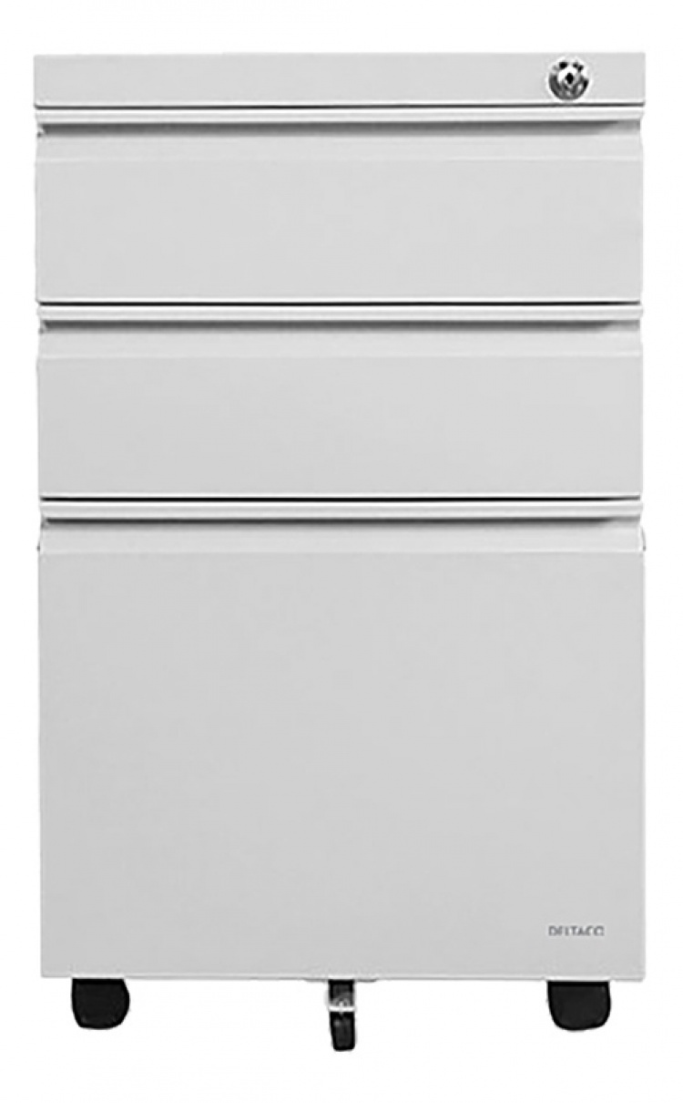 DELTACO Office, Cabinet on wheels with lock, 3 drawers, white DELTACO Office, Cabinet on wheels with lock, 3 drawers, white