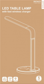 DELTACO Office, LED table lamp 400lm with Wireless charging 10W