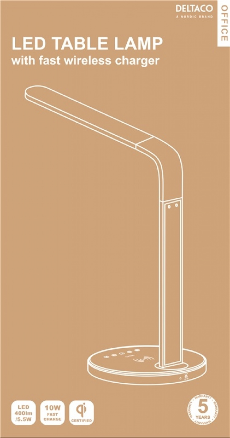 DELTACO Office, LED table lamp 400lm with Wireless charging 10W