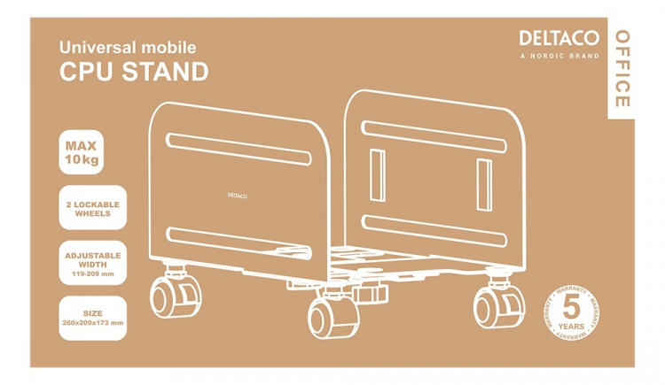 DELTACO Office, Universal Mobile CPU Stand DELTACO Office, Universal Mobile CPU Stand