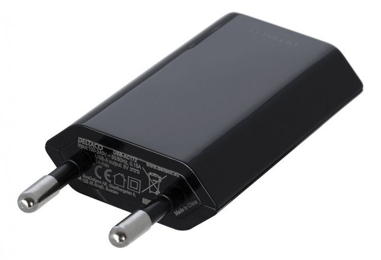 DELTACO USB-väggladdare, 1x USB-A, 1A, 5W
