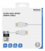 DELTACO ULTRA High Speed HDMI-kabel, 48Gbps, 2m, vit