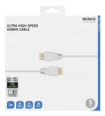 DELTACO ULTRA High Speed HDMI-kabel, 48Gbps, 3m, vit