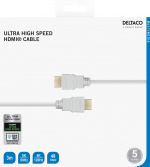 DELTACO ULTRA High Speed HDMI-kabel, 48Gbps, 3m, vit