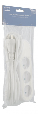 Nordic Quality Danskt grenuttag med 3 jordade uttag, PVC-kabel (3x1,5