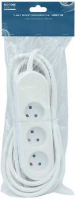 Nordic Quality Power 3-way socket grounded (D), 5m