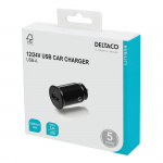 DELTACO 12/24 V USB-billadare med kompakt storlek och 1x USB-A port, 2 DELTACO 12/24 V USB-billadare med kompakt storlek och 1x USB-A port, 2