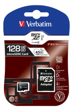 Verbatim microSDXC-kort, 128GB, inkl.adapter, class 10