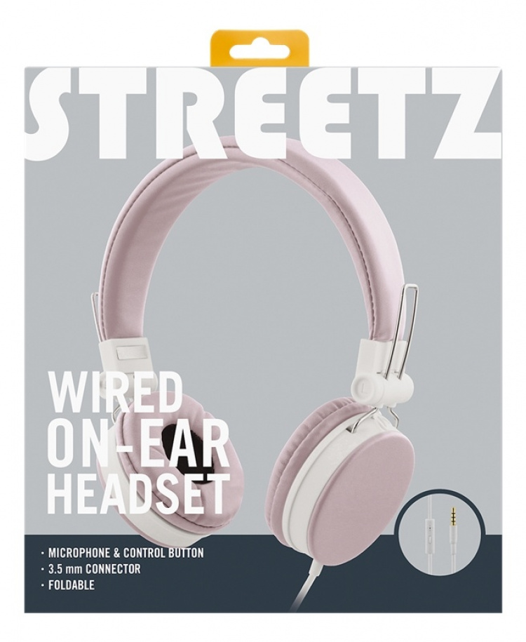 STREETZ headset, microphone, 1-button, 1,5m, pink