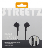 STREETZ In-ear hörlurar med mikrofon, media/svarsknapp, 3.5 mm, trasse