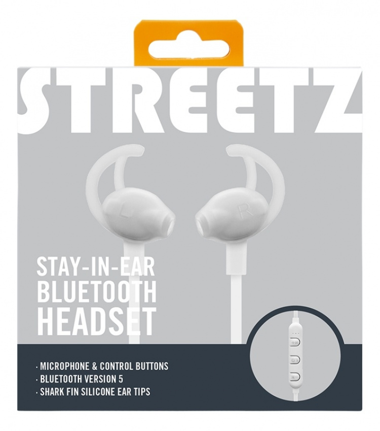 STREETZ Stay-in-ear BT hörlurar med mikrofon och media/svarsknappar, v
