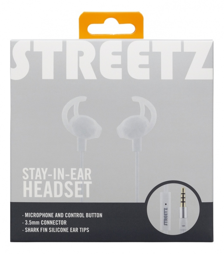 STREETZ Stay-in-ear hörlurar med mikrofon, media/svarsknapp, 3.5 mm, STREETZ Stay-in-ear hörlurar med mikrofon, media/svarsknapp, 3.5 mm,