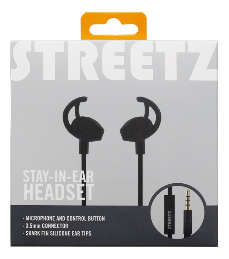 STREETZ Stay-in-ear hörlurar med mikrofon, media/svarsknapp, 3.5 mm, s STREETZ Stay-in-ear hörlurar med mikrofon, media/svarsknapp, 3.5 mm, s