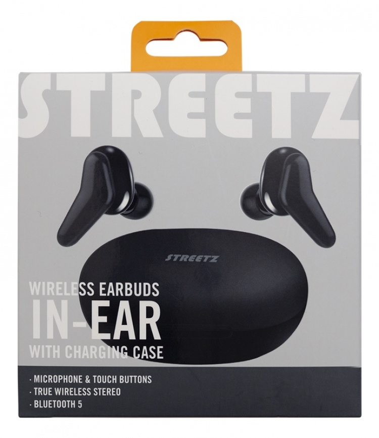 STREETZ Trådlösa hörlurar med laddningsetui, in-ear, TWS, BT 5, svart STREETZ Trådlösa hörlurar med laddningsetui, in-ear, TWS, BT 5, svart