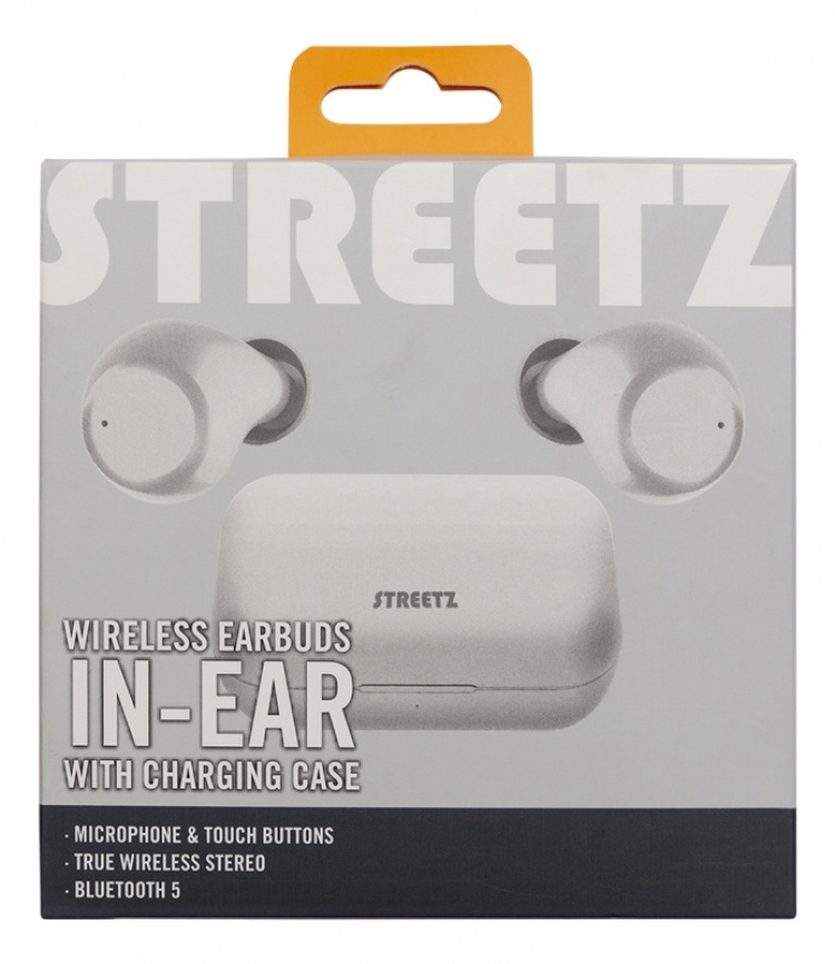 STREETZ Trådlösa in-ear hörlurar med laddningetui, BT 5, TWS, vit STREETZ Trådlösa in-ear hörlurar med laddningetui, BT 5, TWS, vit