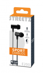 STREETZ Vattentäta in-ear hörlurar med mikrofon, media/svarsknapp, 3.5
