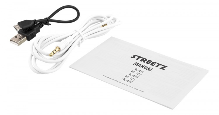STREETZ Vikbart on-ear BT headset, 3.5 mm, vit STREETZ Vikbart on-ear BT headset, 3.5 mm, vit