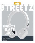 STREETZ Vikbart on-ear BT headset, 3.5 mm, vit STREETZ Vikbart on-ear BT headset, 3.5 mm, vit