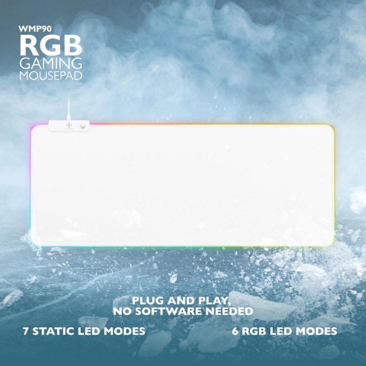 WHITE LINE WMP90 RGB mousepad, 900x360x4mm, 13 LED modes, white WHITE LINE WMP90 RGB mousepad, 900x360x4mm, 13 LED modes, white