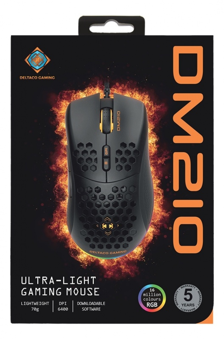 DELTACO GAMING DM210 lightweight gaming mouse, RGB, black