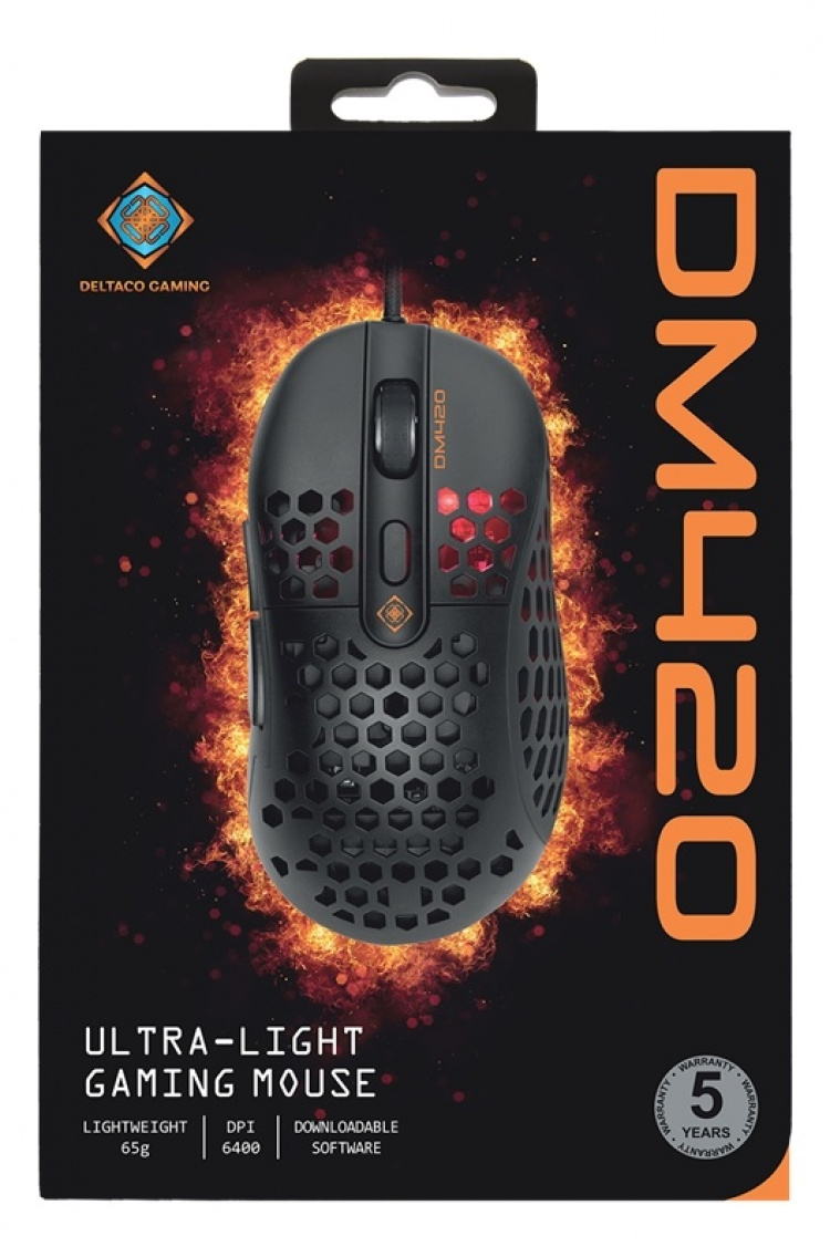 DELTACO GAMING DM420 Lightweight gaming mouse, black