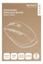 DELTACO Office Wireless ergonomic mouse, silent clicks, 2400 DPI DELTACO Office Wireless ergonomic mouse, silent clicks, 2400 DPI