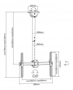 DELTACO Office Telescopic Single TV Ceiling, 560mm-910mm,50kg,37