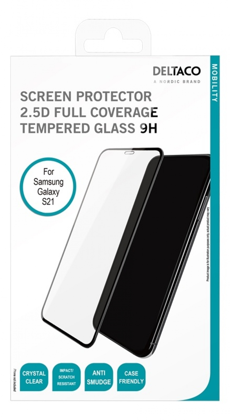 DELTACO screen protector, Samsung Galaxy S21, 2.5D Full coverage DELTACO screen protector, Samsung Galaxy S21, 2.5D Full coverage
