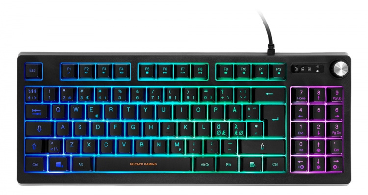 DELTACO GAMING DK230 TKL membrane gaming keyboard, RGB, black