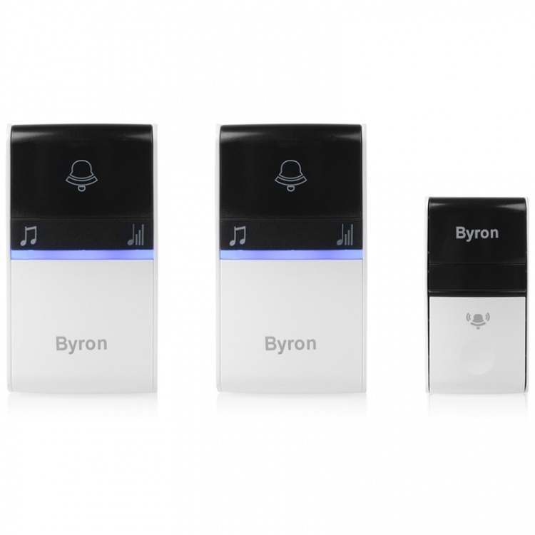Byron Trådlös dörrklocka Kinetic/x2 Plug-in B415 Svart/Vit