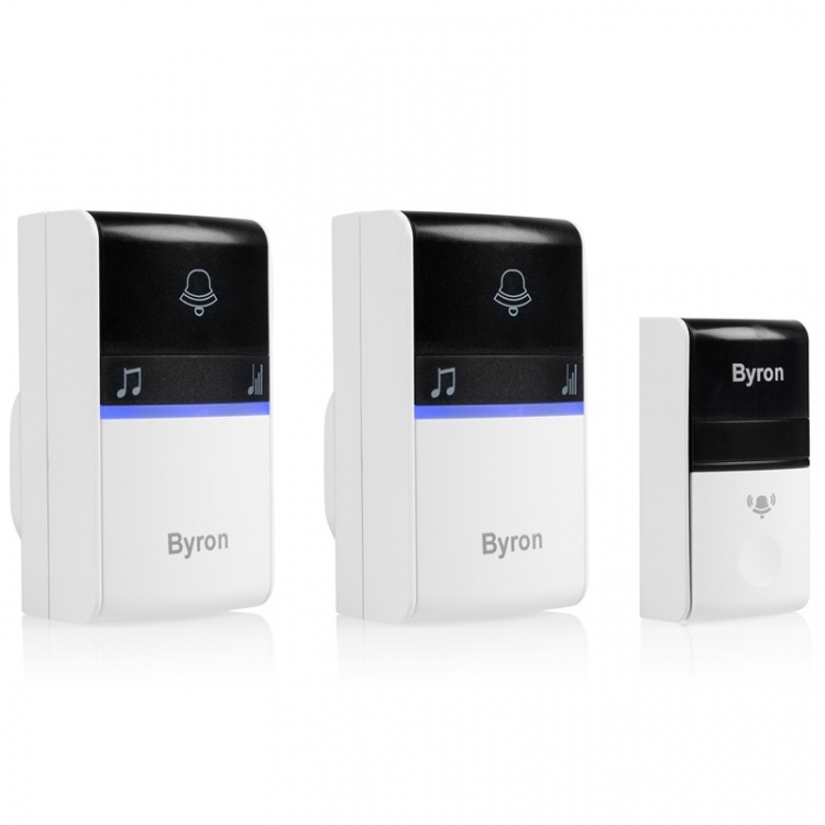 Byron Trådlös dörrklocka Kinetic/x2 Plug-in B415 Svart/Vit