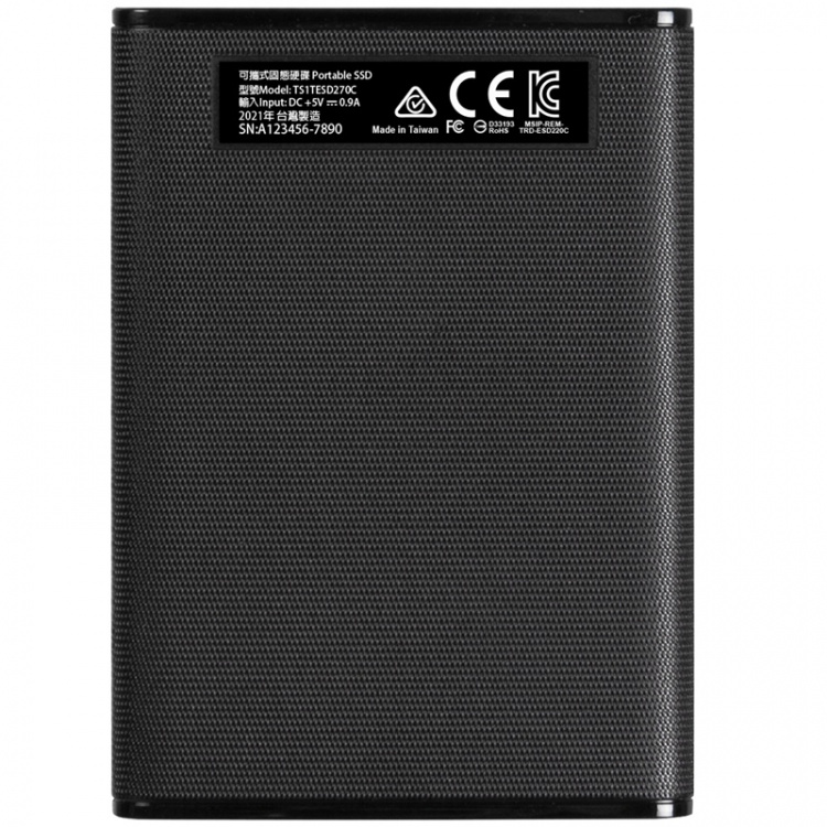 Transcend Portabel SSD ESD270C USB-C 1TB (R520/W460) Svart