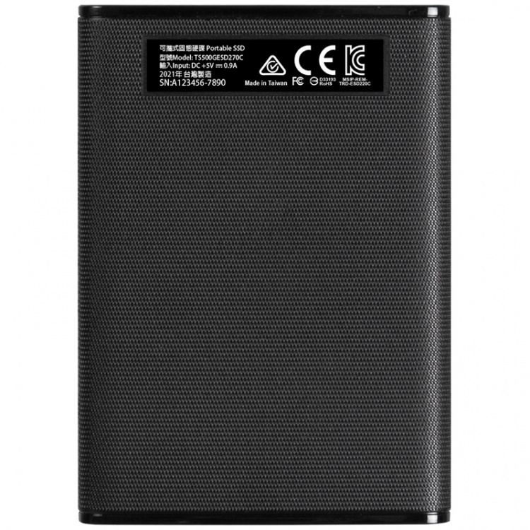 Transcend Portabel SSD ESD270C USB-C 500GB (R520/W460) Svart