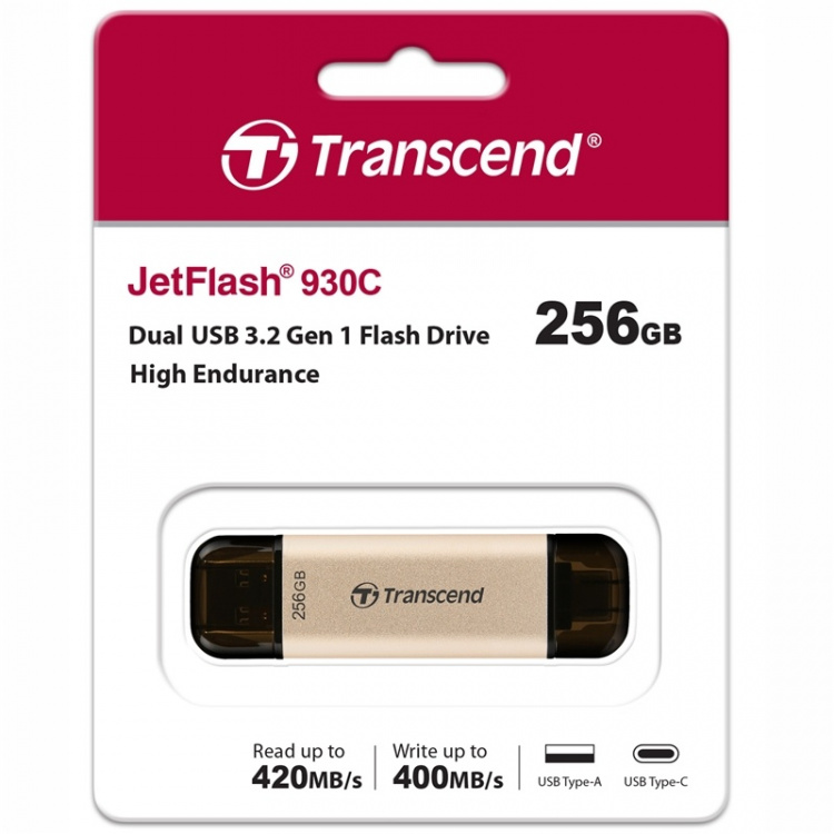 Transcend USB-minne JF930C 2-i-1 (USB3.2/USB-C) 256GB