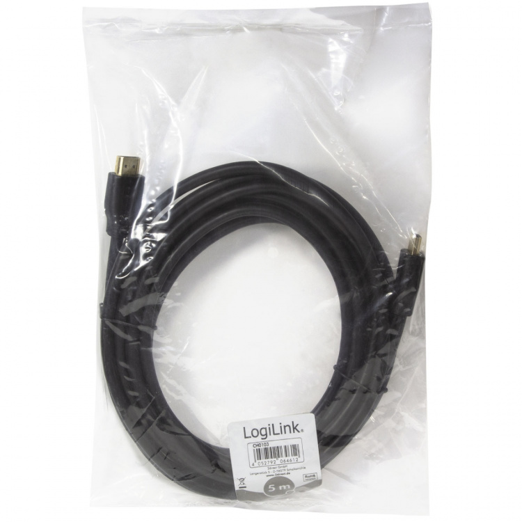 LogiLink HDMI-kabel 2.0 Premium High Speed 4K/60Hz Svart 5m
